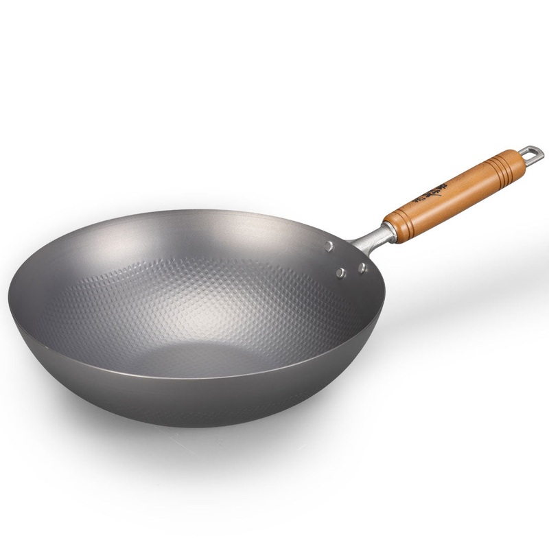 Summit Nitrogen Hardened Iron Beijing Flat-Bottom Wok Pan Embossed 11.8" dia