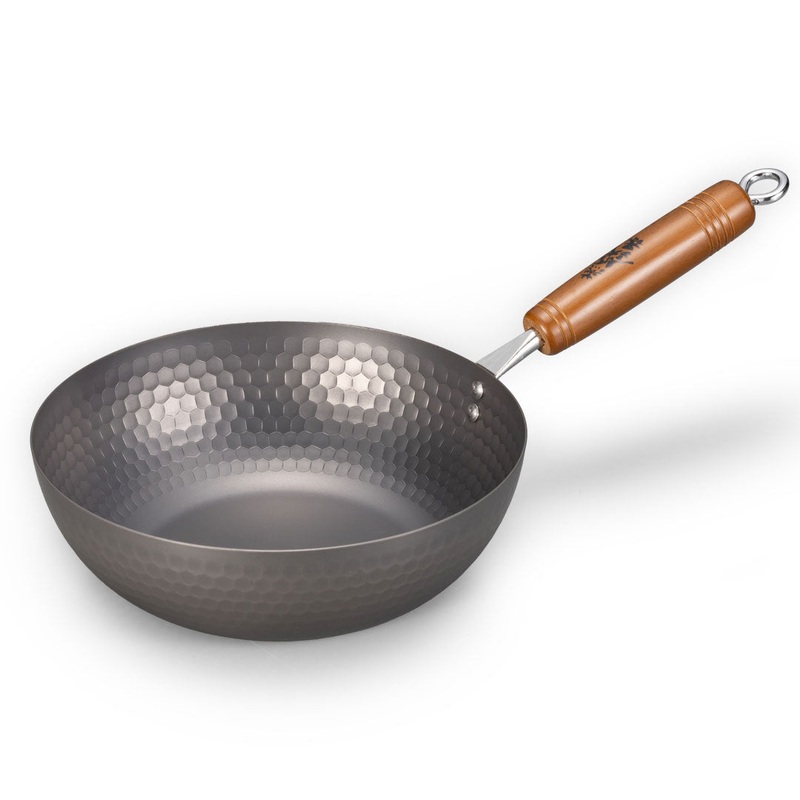Summit Nitrogen Hardened Iron Beijing Flat-Bottom Wok Pan Hammered 8.7" dia