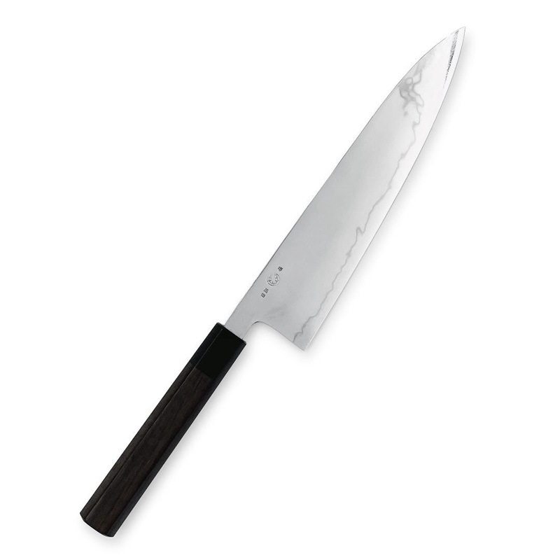Takada Blue Steel 1 Suiboku Gyuto 240mm (9.4") 50mm Wide Height at Heel with Ebony Handle