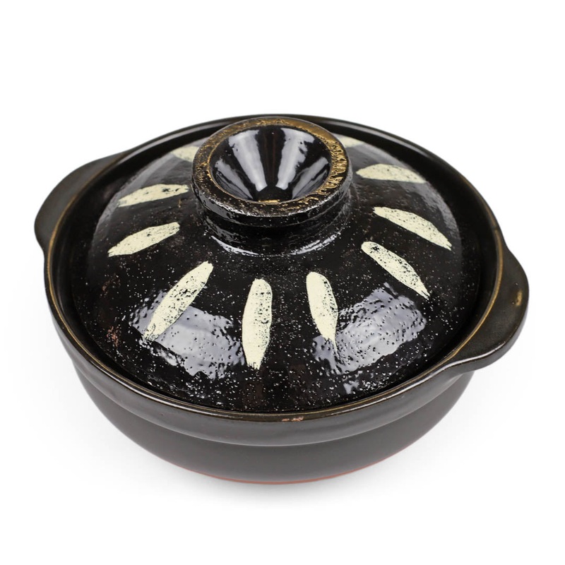 Black Tokusa Ceramic Coated Donabe Earthenware Pot 83 fl oz / 8.9" dia