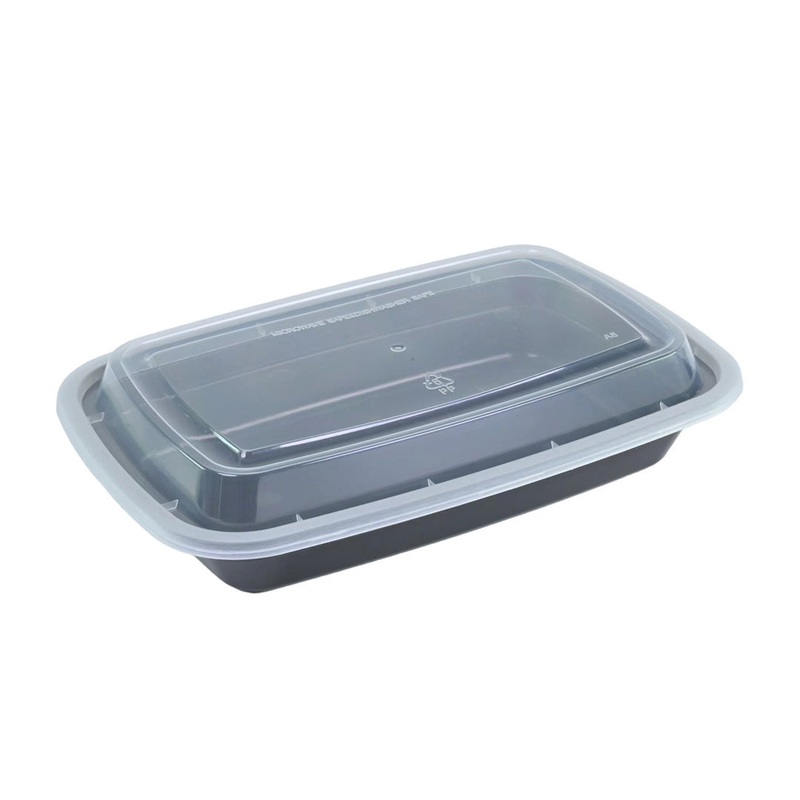 PP Black Takeout Deli Container with Clear Lid 5x 7.25 (150/case)