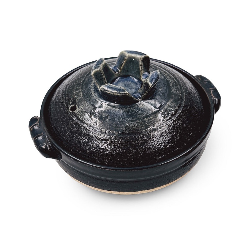 Ruriyu Cobalt x Black Banko Donabe Clay Pot 30 fl oz / 7.25" dia