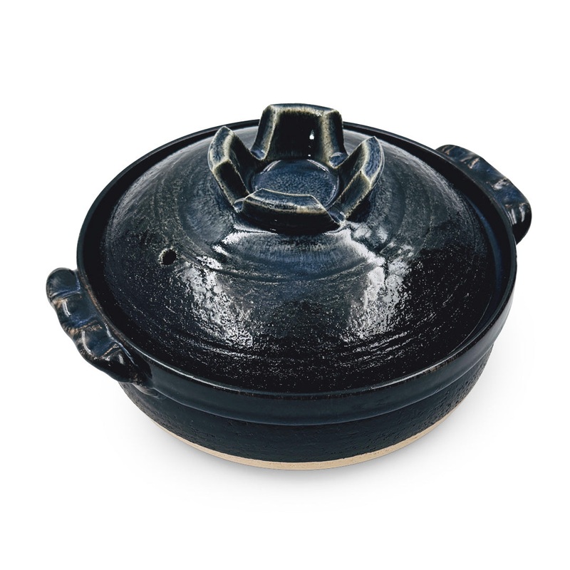 Ruriyu Cobalt x Black Banko Donabe Clay Pot 50 fl oz / 8.5" dia