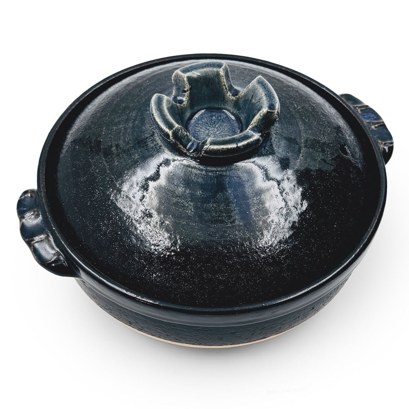 Ruriyu Cobalt x Black Banko Donabe Clay Pot 88 fl oz / 9.8" dia