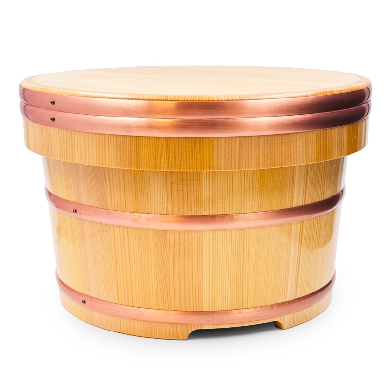 Sawara Cypress Anti-Crack Coated Ohitsu (Edobitsu) Sushi Rice Jar 121 fl oz / 13" dia