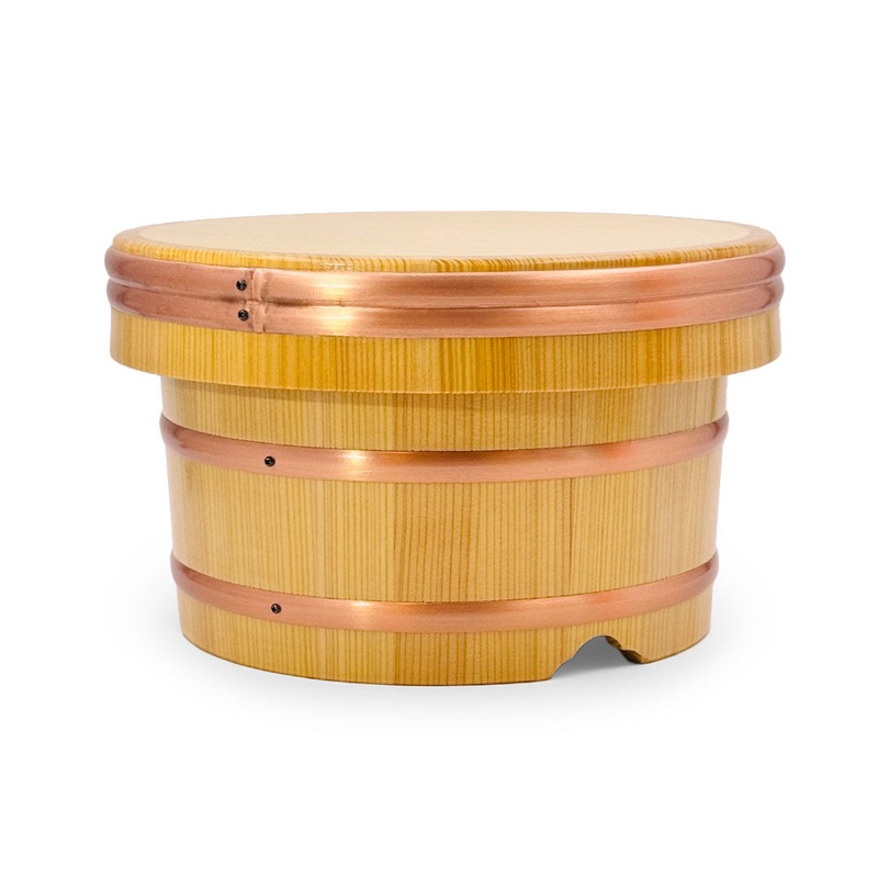 Sawara Cypress Anti-Crack Coated Ohitsu (Edobitsu) Sushi Rice Jar 42.5 fl oz / 9.4" dia