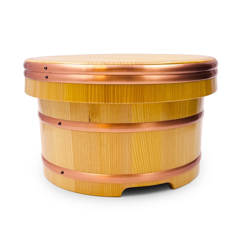 Sawara Cypress Anti-Crack Coated Ohitsu (Edobitsu) Sushi Rice Jar 60 fl oz / 10.6" dia