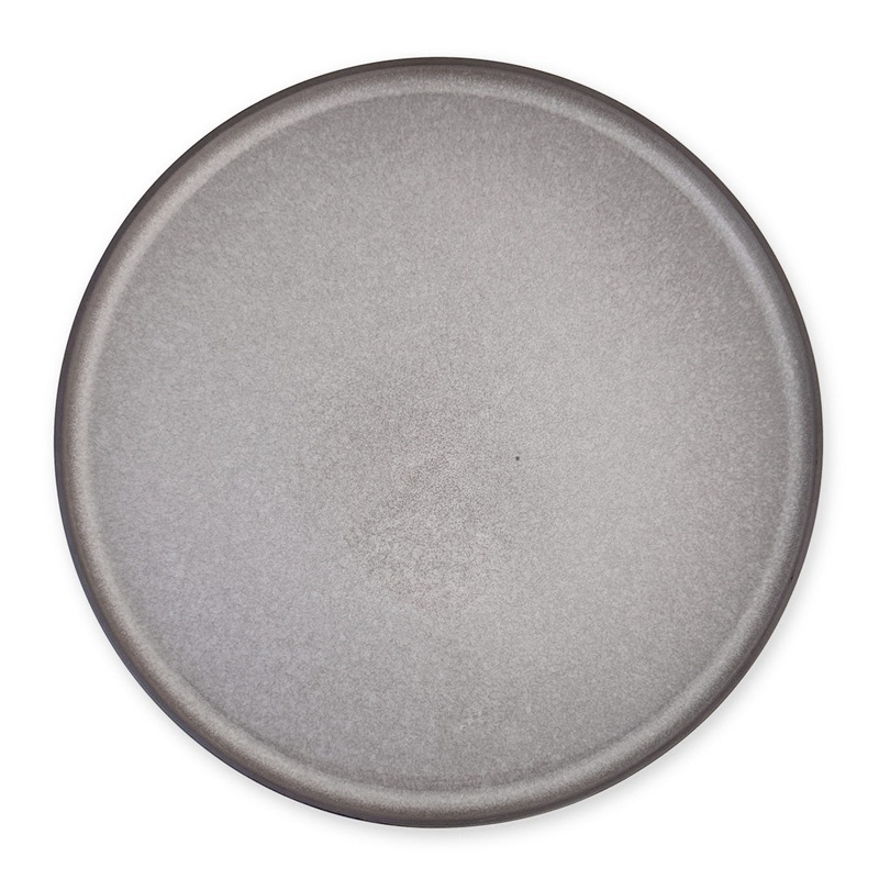 Glossy Light Gray Rimmed Dinner Plate 10.3" dia