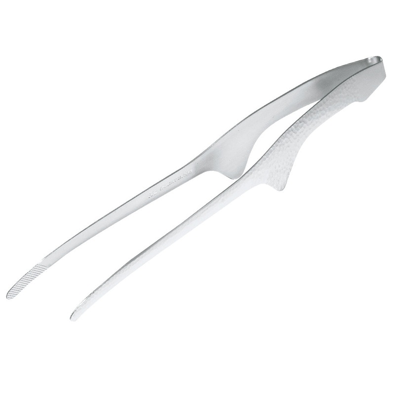 Hammered Stainless Steel Plating Chopstick Tongs 9.4" (24cm)