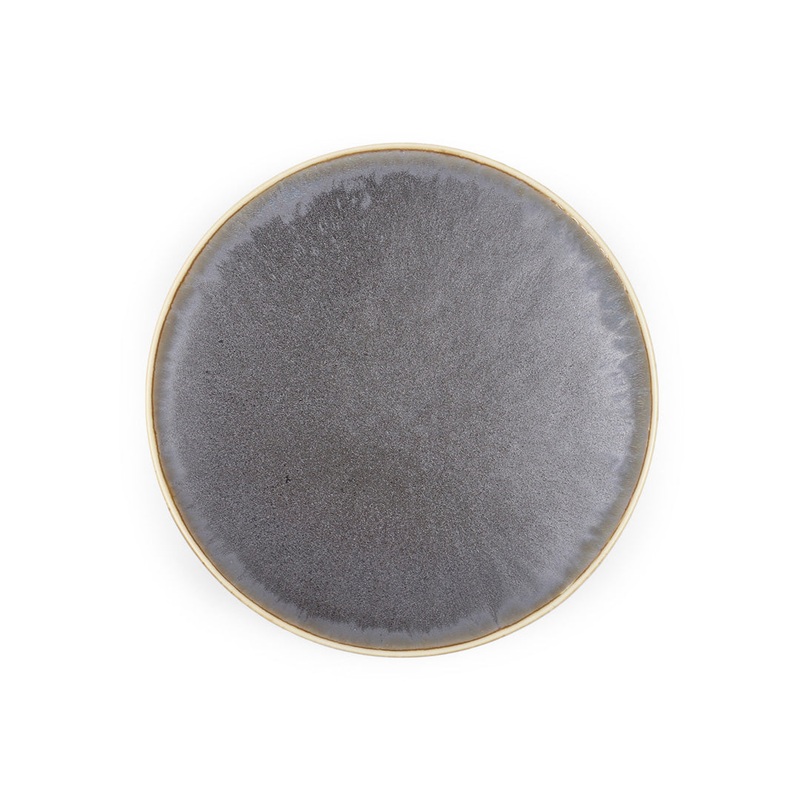 Jakuen Metallic Black Grazed Stage Plate Kozara 5.5" dia