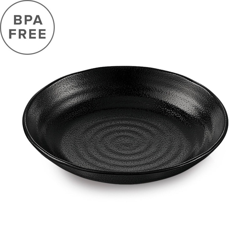 Melamine Black Grainy Deep Plate 9" dia