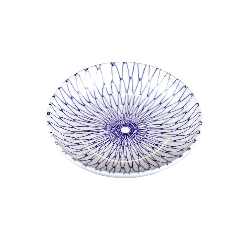 Melamine Blue Mesh Line Soy Sauce Dish 3.75" dia