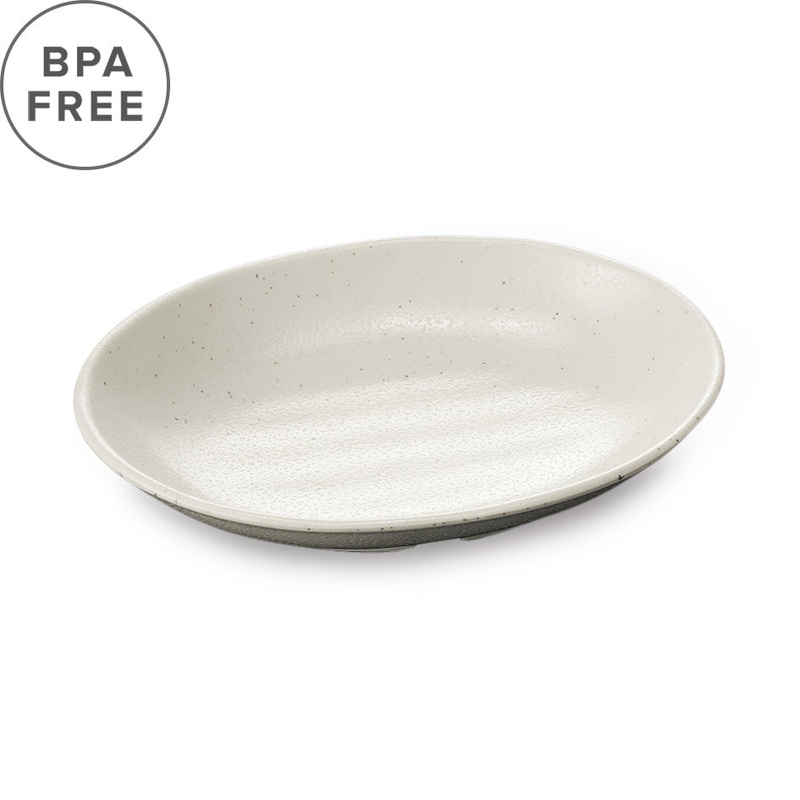 Melamine Kobiki White Grainy Oval Plate 8.8" x 6.5"