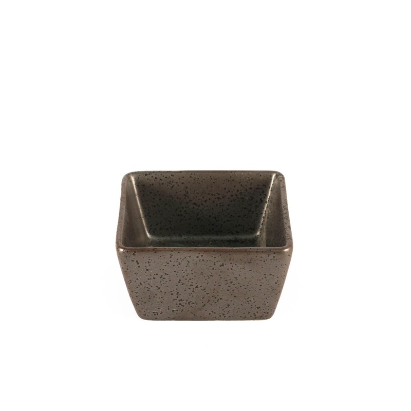 Metallic Gray Black Speckled Square Sauce Dish 3" x 3" (Set of 12)
