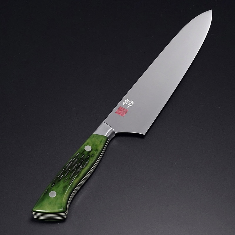 Nenohi Nagi Gyuto 210mm (8.2") Green Jigged Bone Handle with Saya Cover