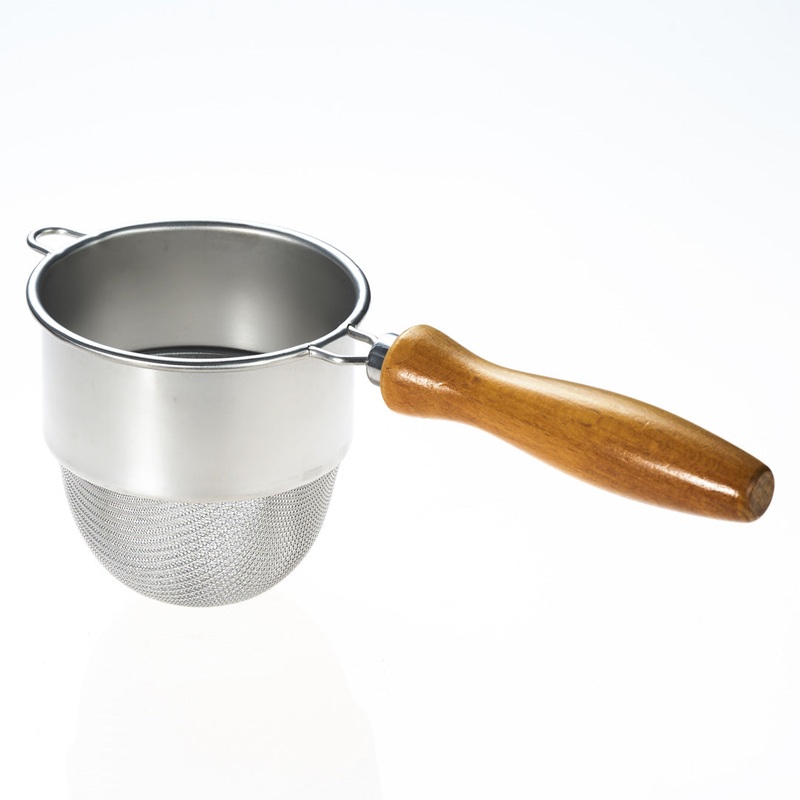 Three Snow Stainless Steel Fine Mesh Tea Strainer (Chakoshi) Wooden Handle 3.25" dia