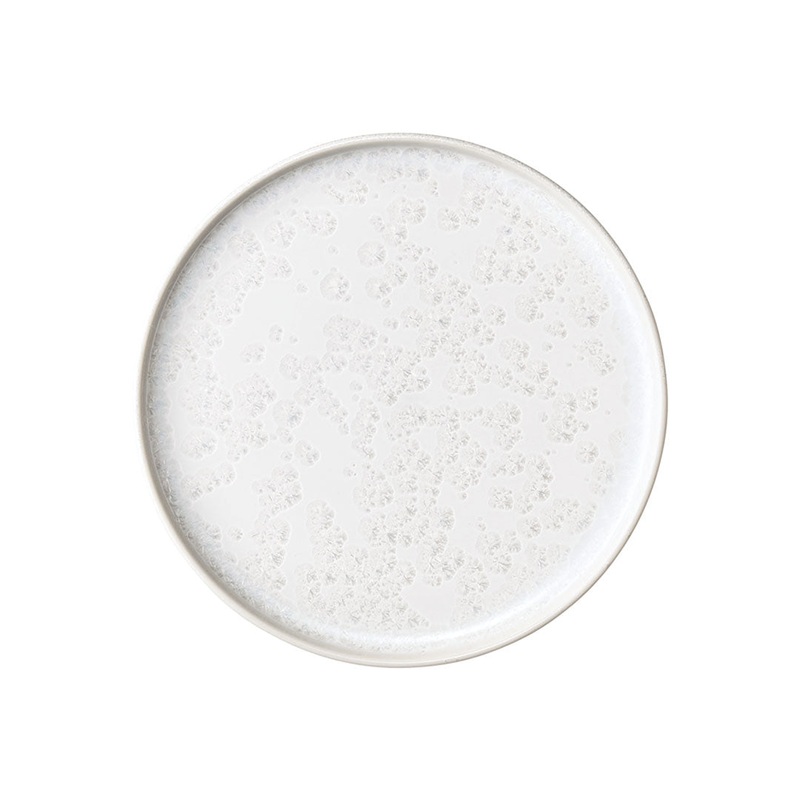 Zuk White Hazy Crystalized Stackable Salad Plate 7.5" dia