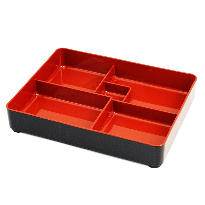 Combination Bento Box with Red Inside 10.8" x 8.25"