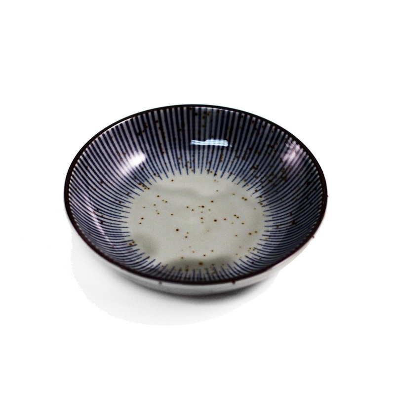 Soy Sauce Dish with Blue Stripe Trim 4.02" dia