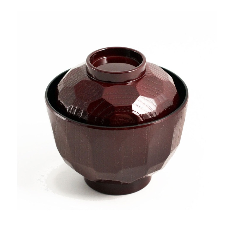 Textured Red Soup Bowl with Lid 7 fl oz / 3.82" dia