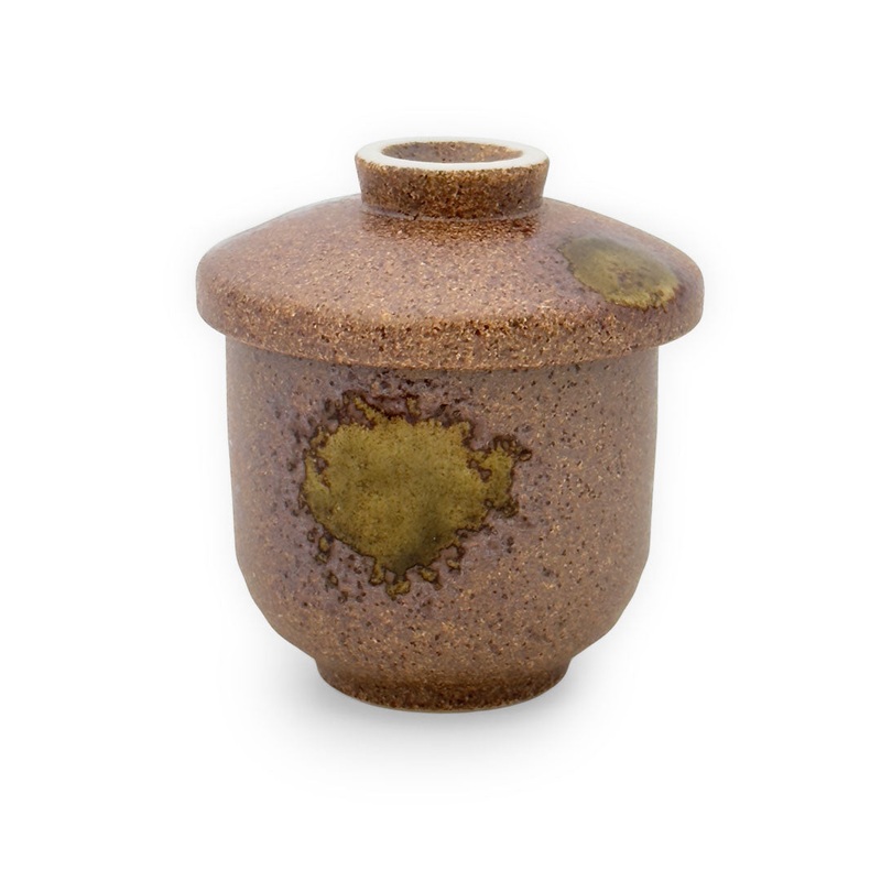 Brown and Moss Green Chawan Mushi Cup 6 fl oz / 2.65" dia