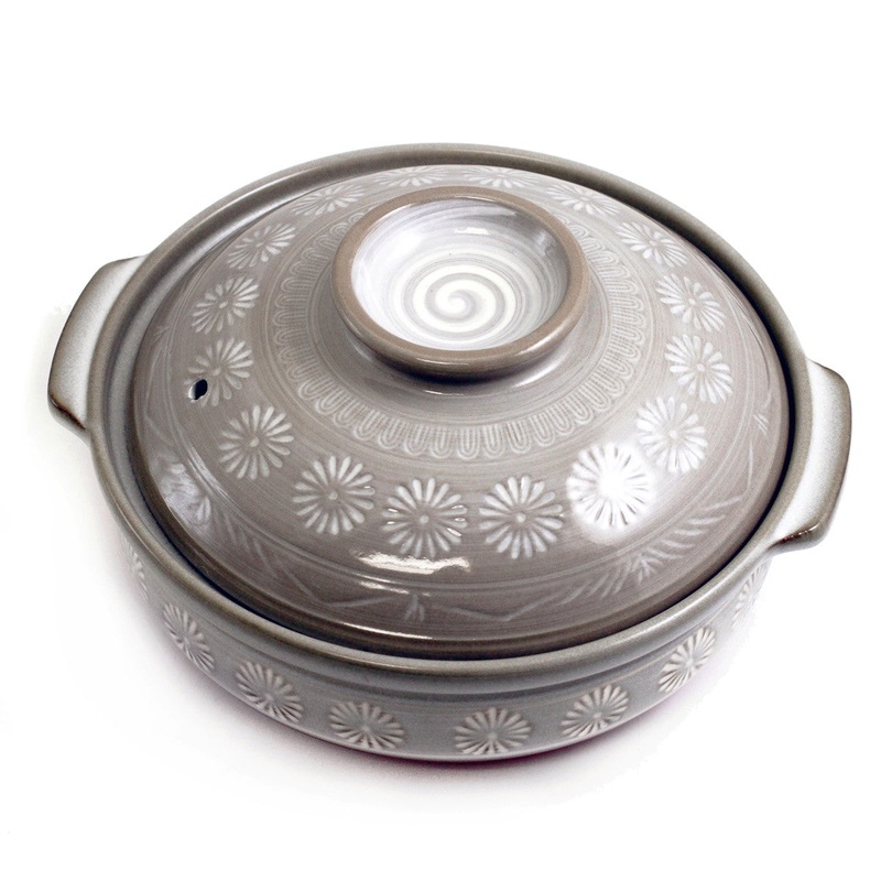 Ginpo Hana Mishima Banko Donabe Clay Pot 15 fl oz / 5" dia