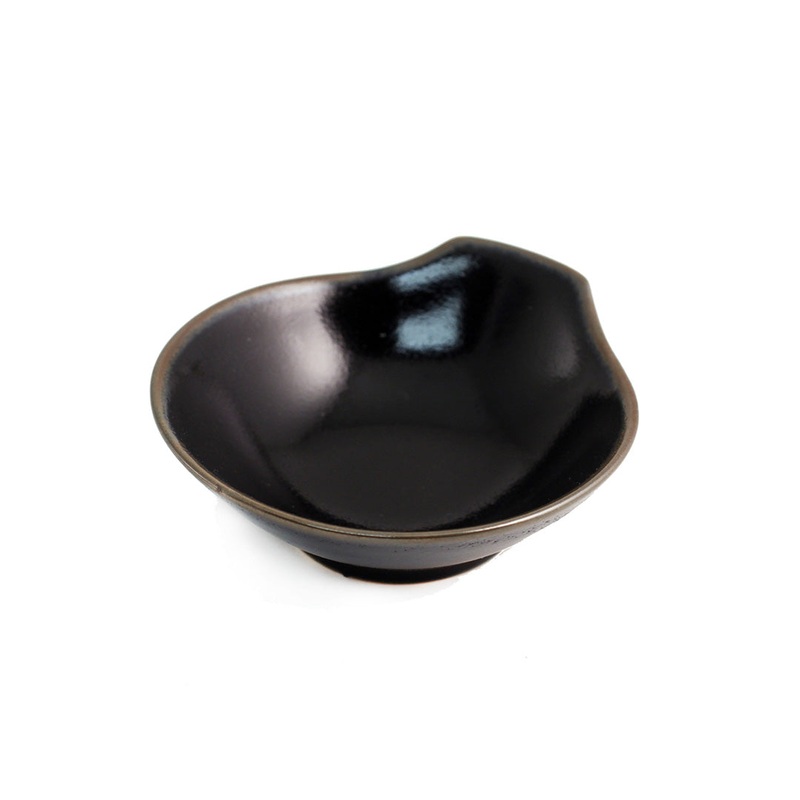 Glossy Black Tonsui Bowl with Brown Trim 5.2 fl oz / 4.84" dia