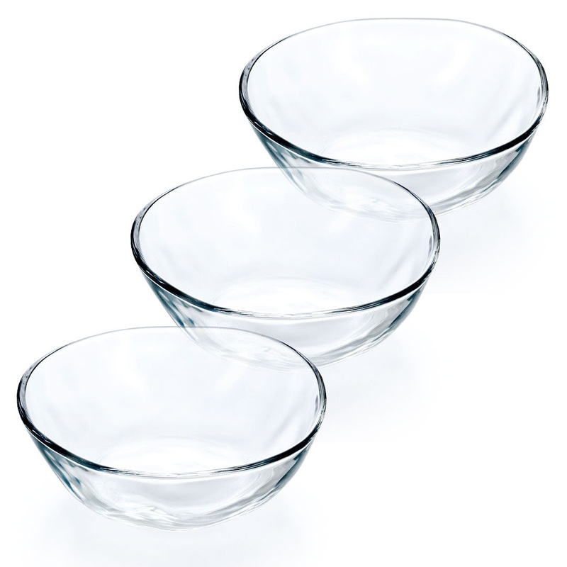 Organic Shaped Glass Appetizer Bowl 9 fl oz / 5" dia (Set of 3)