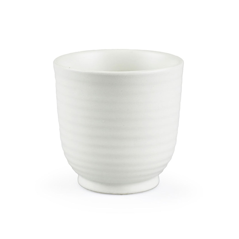Ridged Ivory Yunomi Teacup 7 fl oz / 3.1" dia