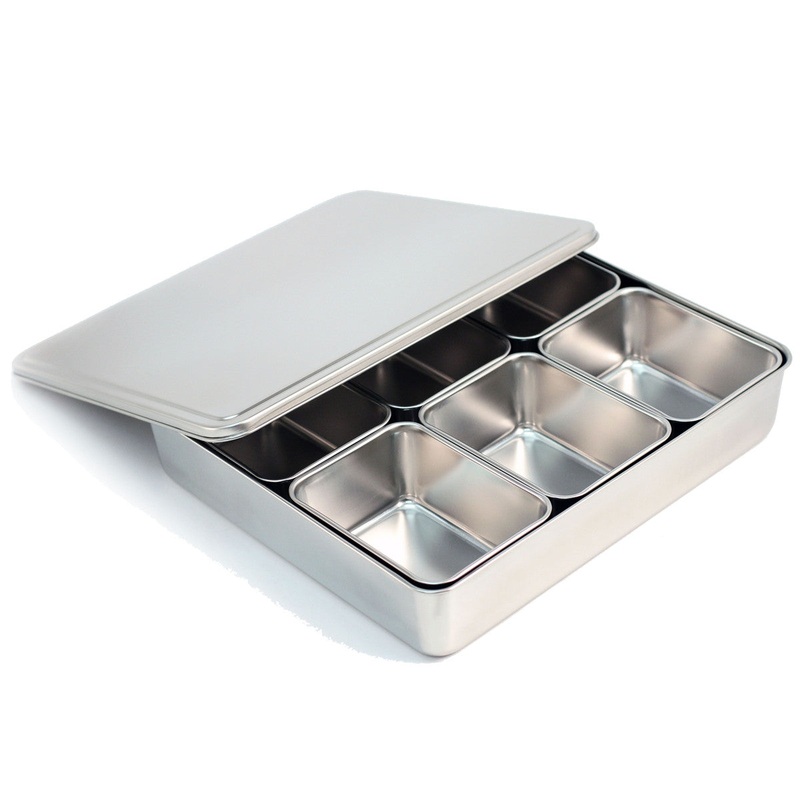 Stainless Steel Yakumi Mise En Place Pan 6 Compartment Set