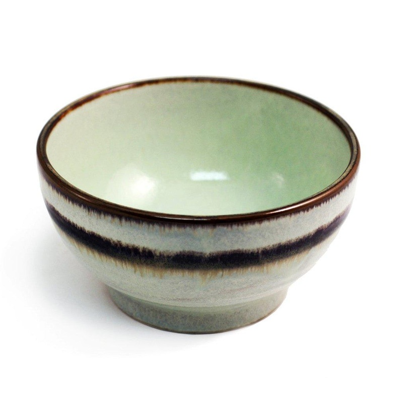 Wasabi Green Noodle Bowl with Brown Trim 38 fl oz / 6.81" dia