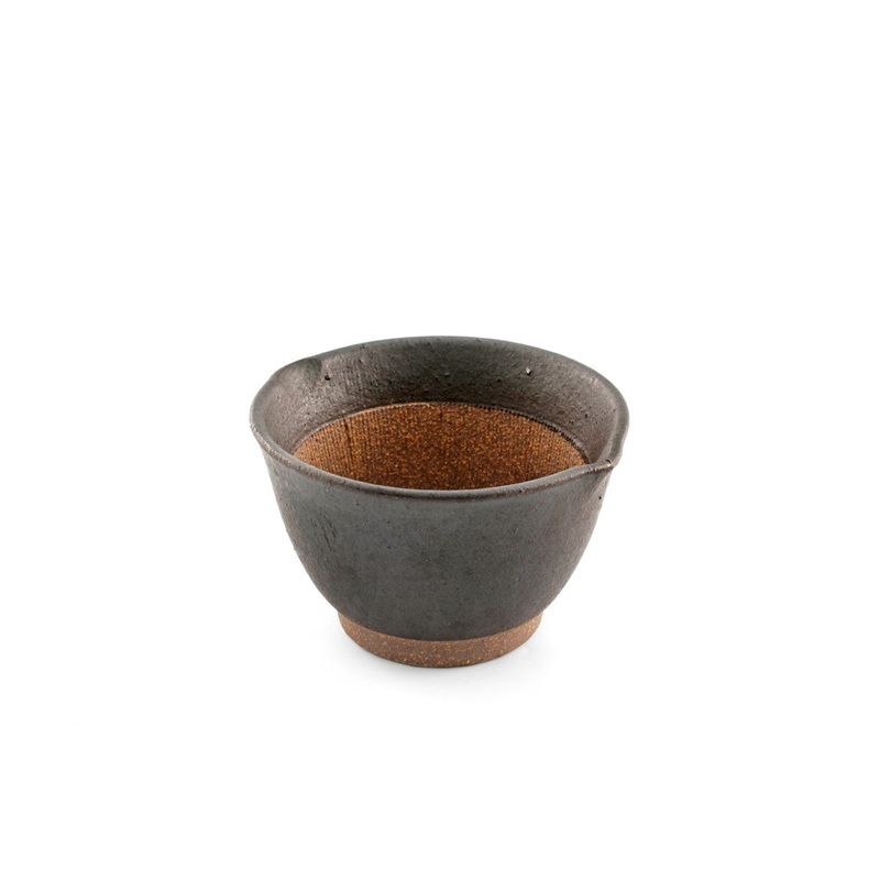 Black Double Lipped Small Bowl / Japanese-style Mortar (Suribachi) 9 fl oz / 4.09" dia