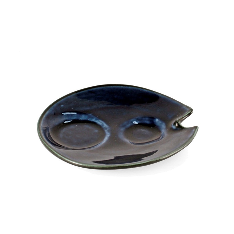 [Clearance] Cobalt Blue Glossy Ceramic Sake Serving Saucer 6.14" x 5.91"