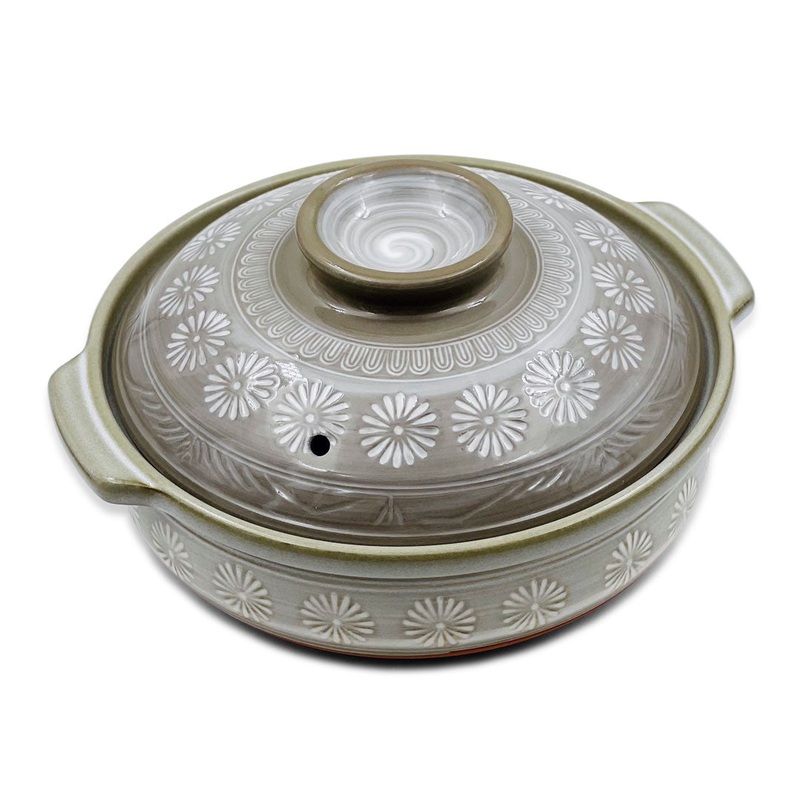 Ginpo Hana Mishima Banko Donabe Clay Pot 30.5 fl oz / 6" dia