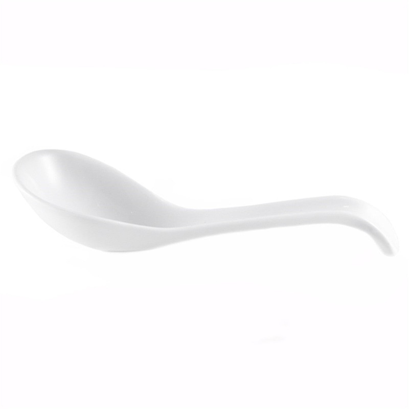 Large White Ceramic Renge Ramen Spoon 7" Length
