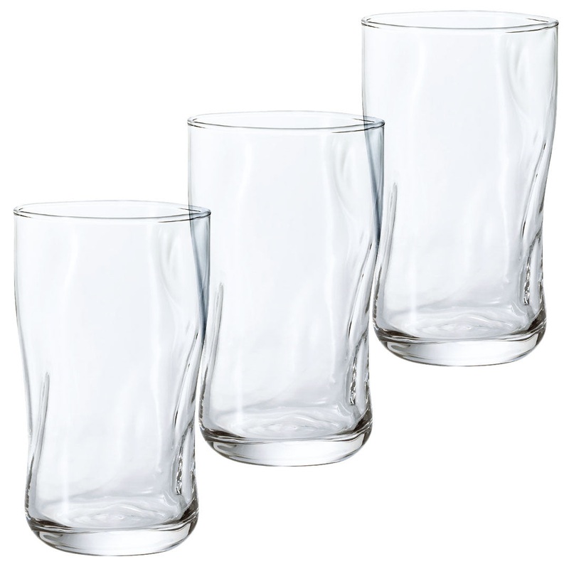 Organic Shaped Fluid Glass Tumbler 16 fl oz (Set of 3)