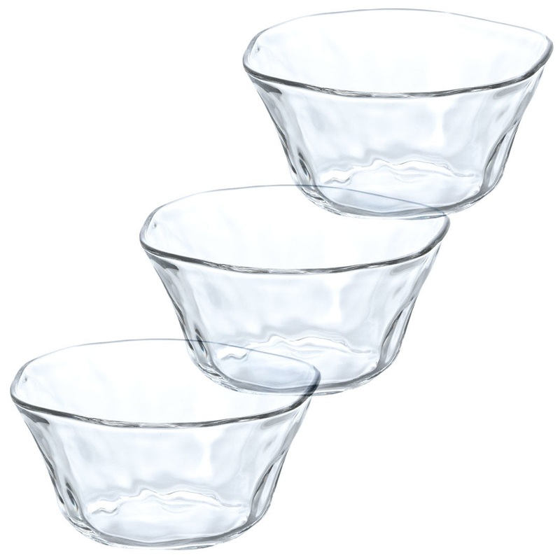 Organic Shaped Glass Salad Bowl 27 fl oz / 6.5" dia (Set of 3)