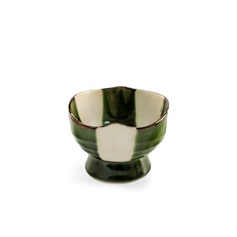 Oribe Green & Ivory Checkered Kobachi Bowl 5 fl oz / 3.75" dia
