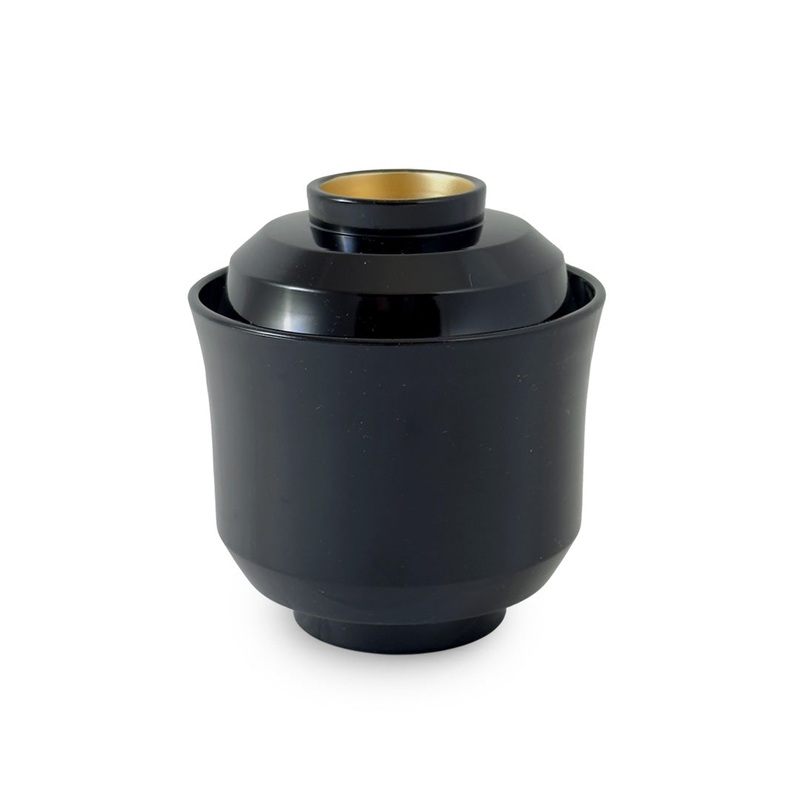 Black x Gold Miso Soup Bowl with Lid 7.5 fl oz / 3.25" dia