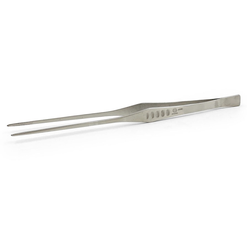 Chef Tongs Stainless Steel Straight Plating Tweezers 8.25" (210mm)