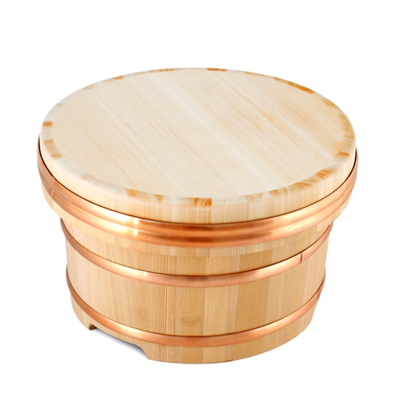 [Clearance] Sawara Cypress Edobitsu Sushi Rice Jar - Ohitsu 42.5 fl oz / 9.45" dia