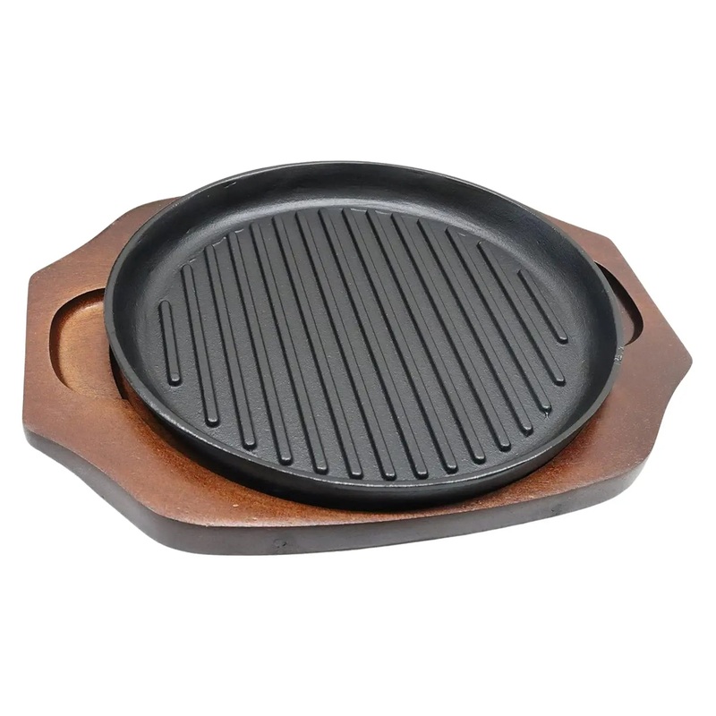 Asahi Chuzo Cast Iron Round Grill Sizzler Platter
