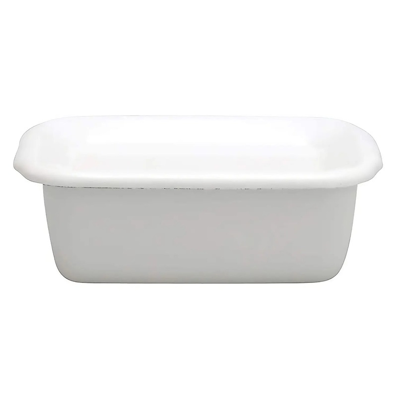 Noda Horo White Series Enamel Rectangle Deep Food Containers with Enamel Lid