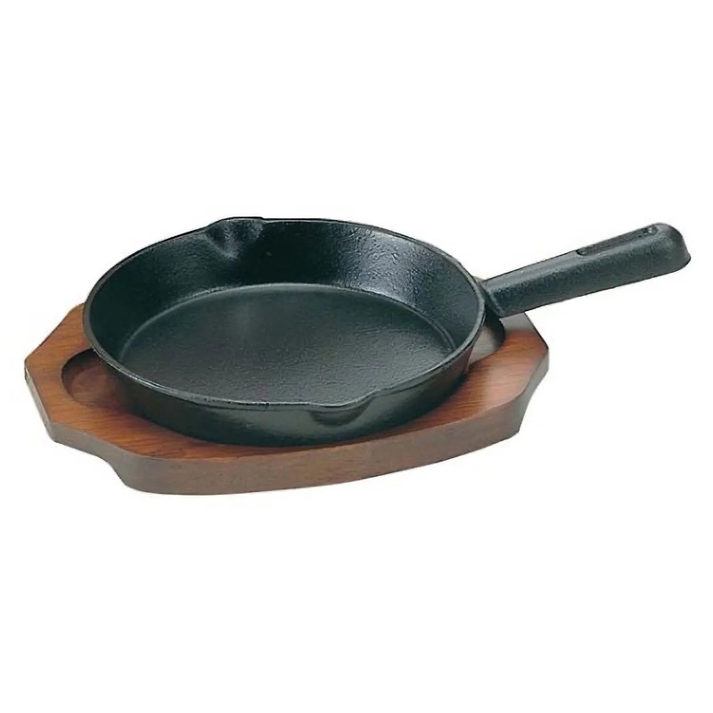 Asahi Chuzo Cast Iron Sizzler Platter with Handle and Double Spouts