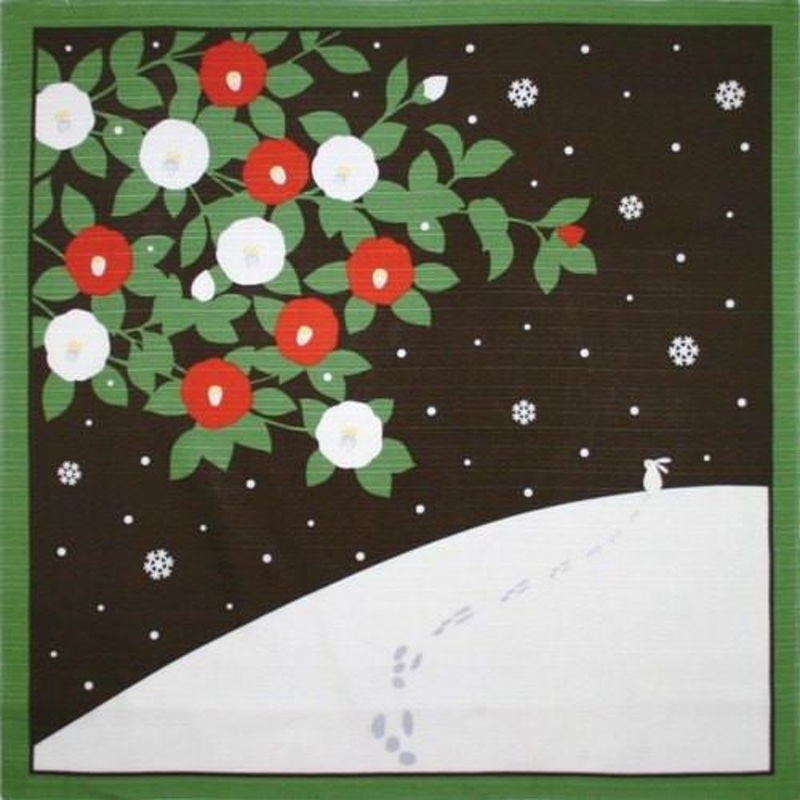 Maeda Senko Cotton Furoshiki Bento Lunch Cloth Winter Camellia