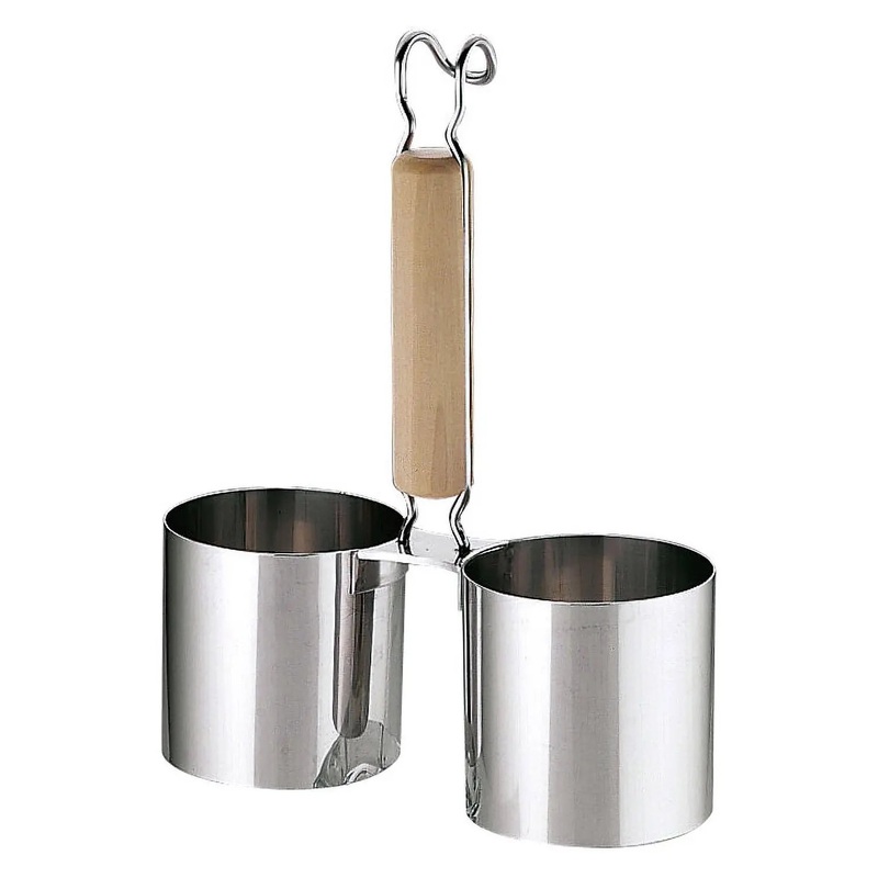 Yukiwa Stainless Steel Kakiage Tempura Deep Fryer Ladle 80mm 2 Portions with Wooden Handle