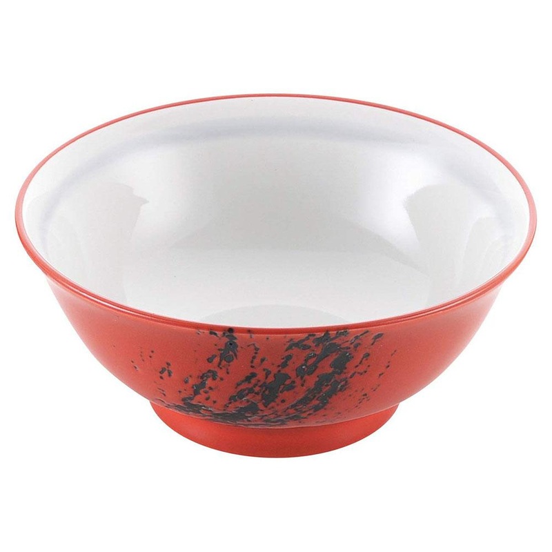 EBM Porcelain Red Glazed Ramen Noodle Soup Bowl