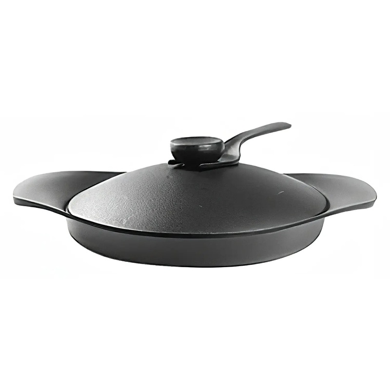 Sori Yanagi Cast Iron Induction Grill Pan 22cm with Lid & Fork