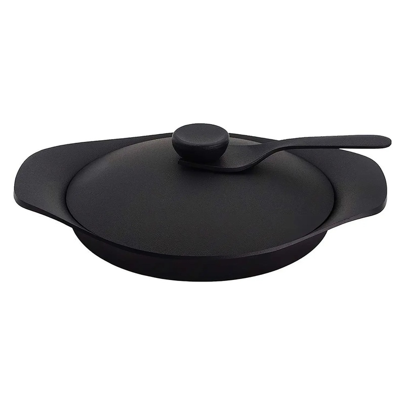 Sori Yanagi Cast Iron Induction Oil Pan Griddle 22cm with Lid & Fork