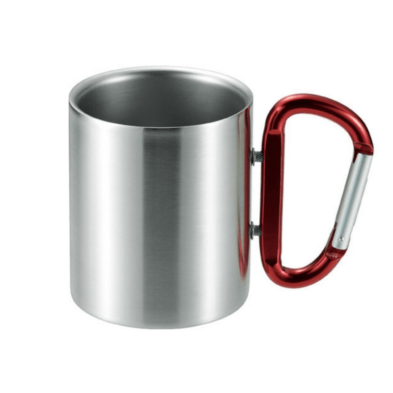 Takeda Stainless Steel Double-Wall Insulated Mug with Karabiner Handle 240ml